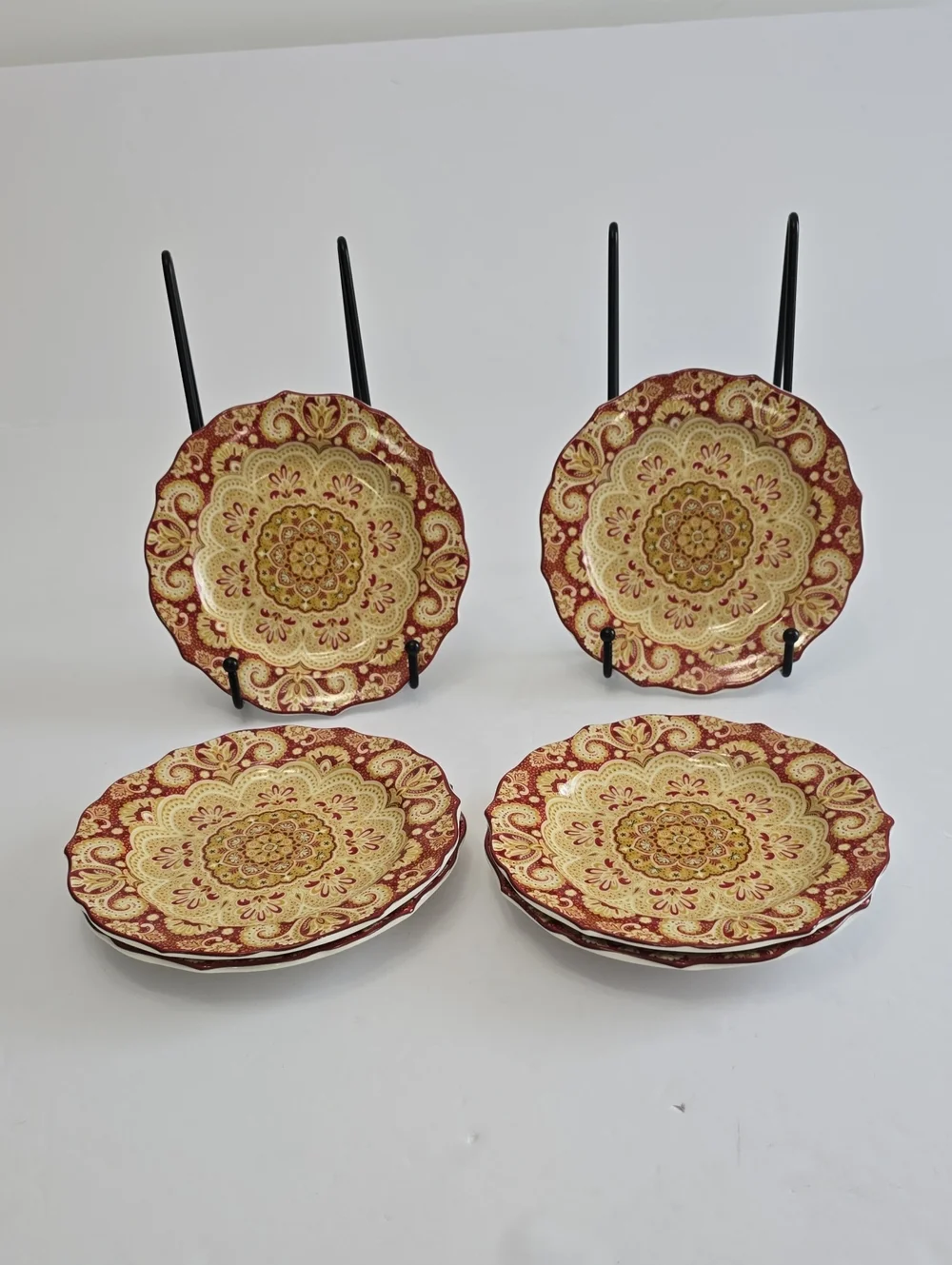 222 Fifth Set Of 6 Lyria Saffron Porcelain China Saucers